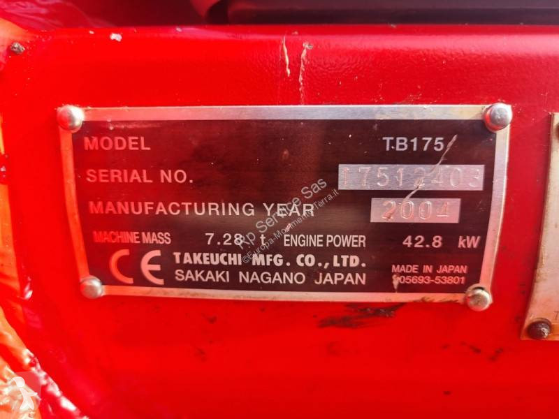 Escavatore cingolato Takeuchi TB 175 usato 2004 - 61 CV - 4000 heures - Ref. 7988287 - Photo 14